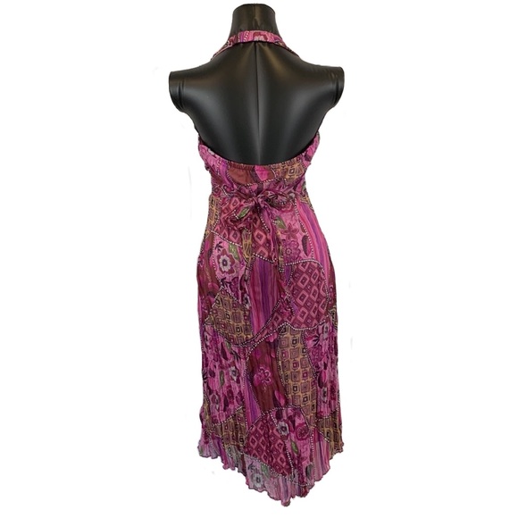 Bisou Bisou Halter Style Asymmetric Midi Dress Pink Women's Size 8 - Picture 6 of 11